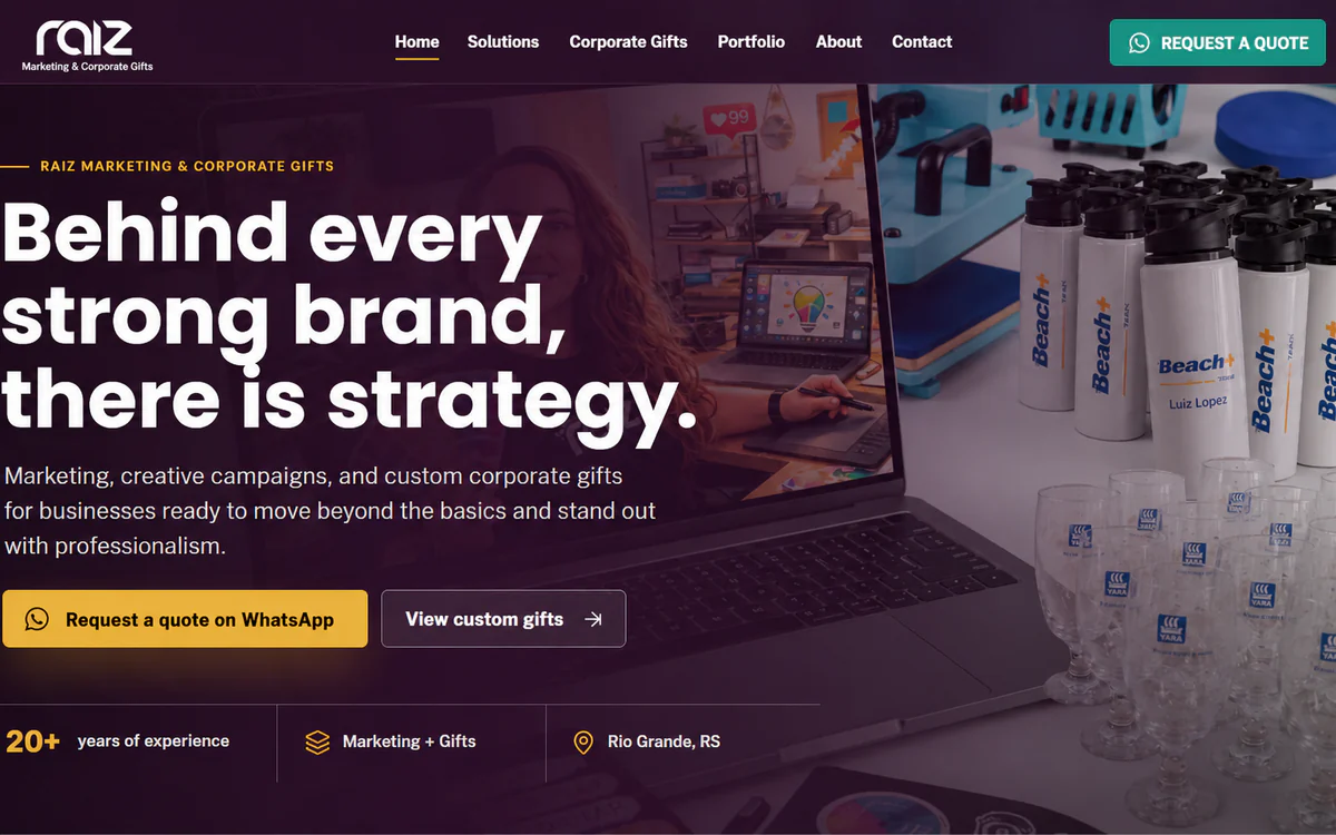 Raiz Marketing homepage preview in English